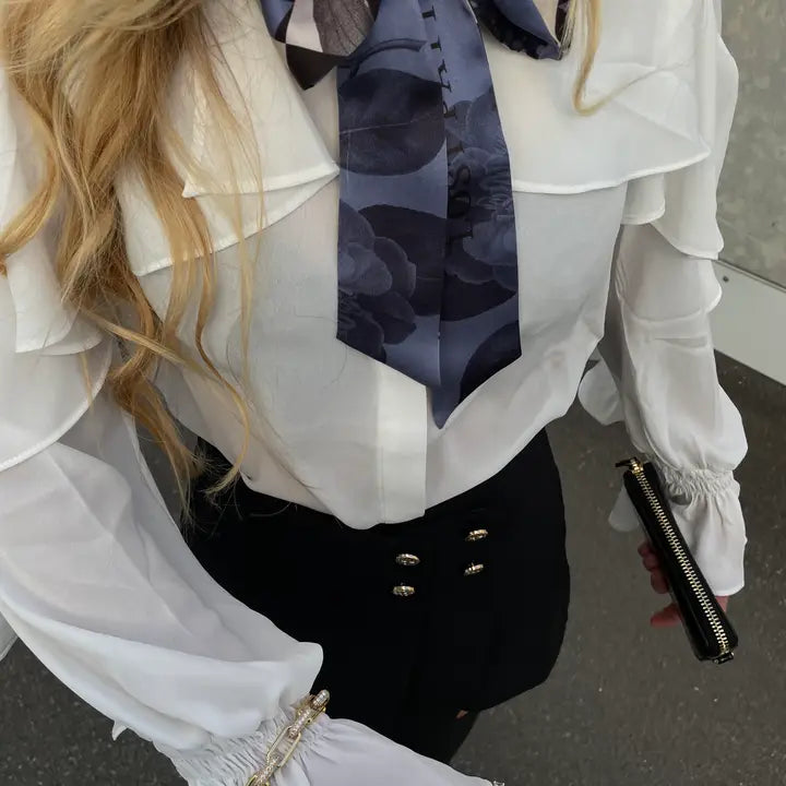 Lost Pattern "Prism" Silk Skinny Scarf - Blue