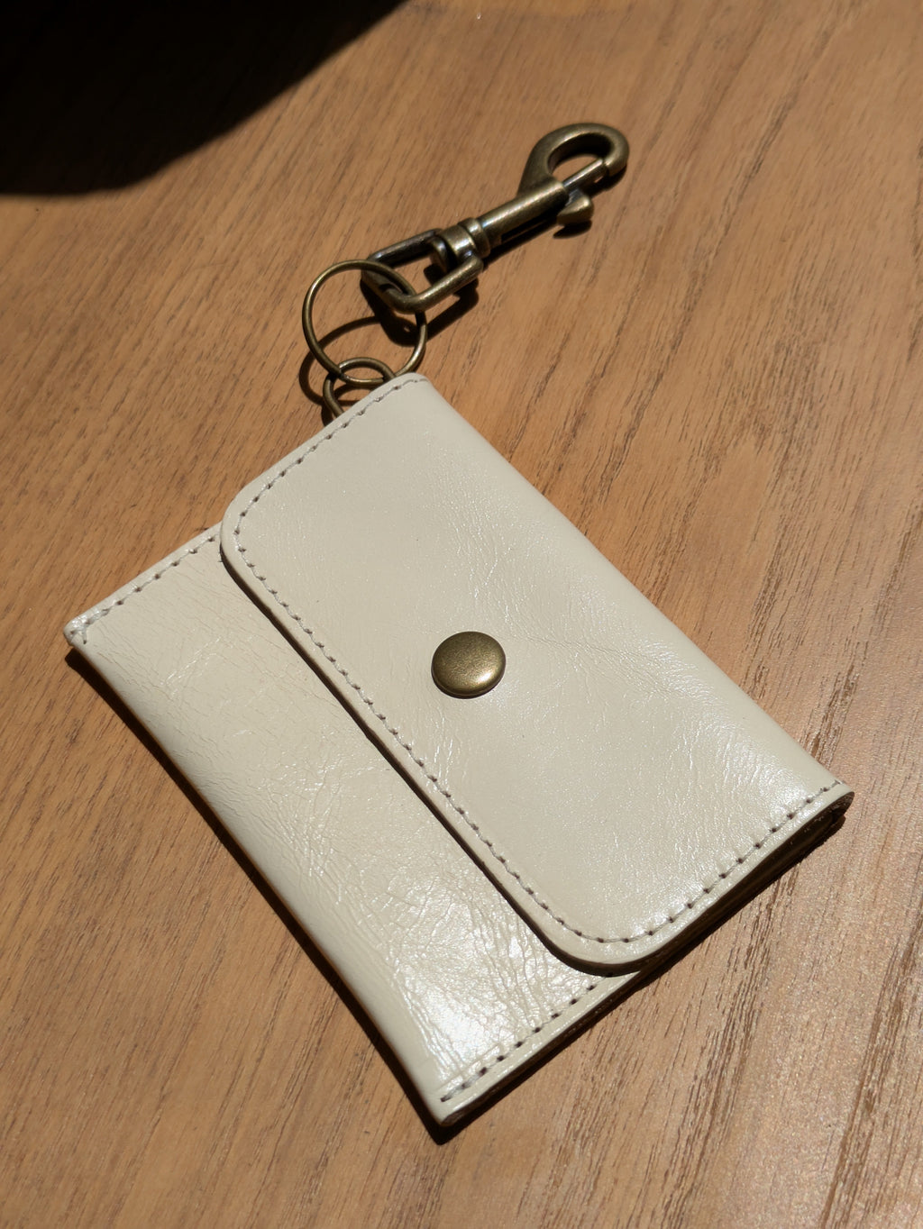 Kim White Keychain Wallet - Neutrals