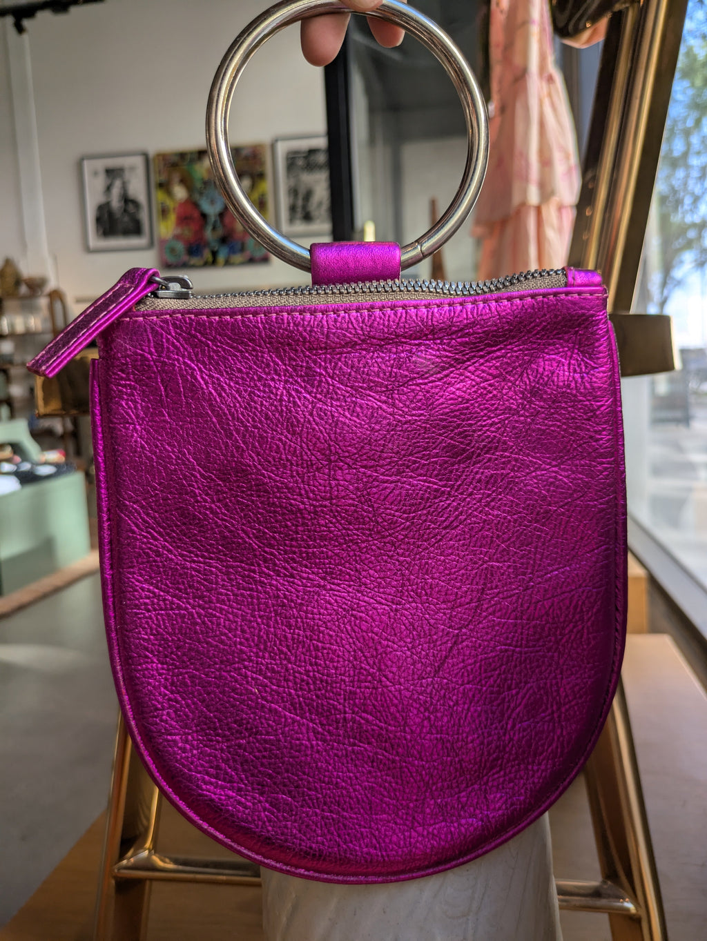 Kim White - Metallic Mini Ring Wristlet - Pinks