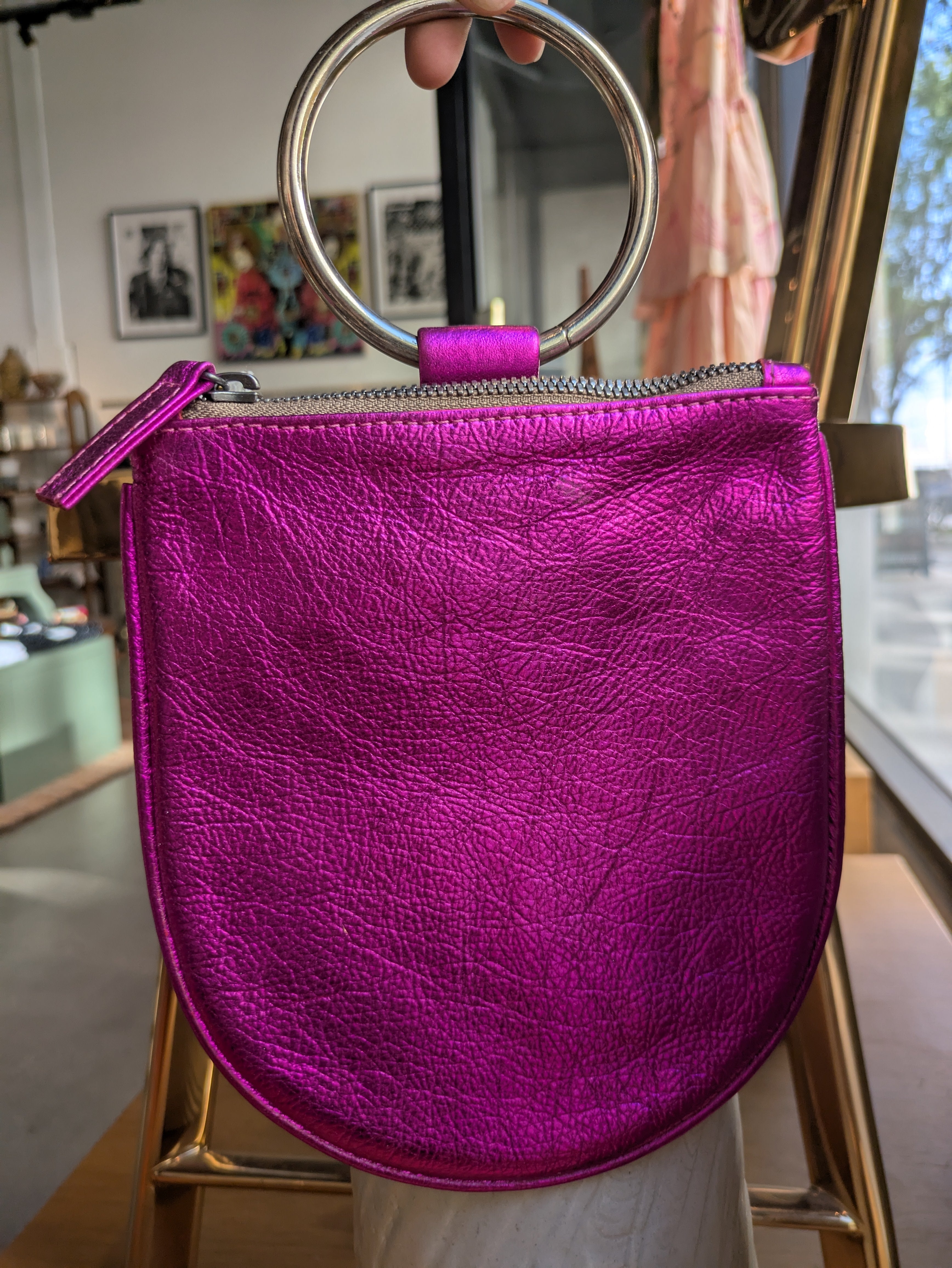 Kim White - Metallic Mini Ring Wristlet - Pinks