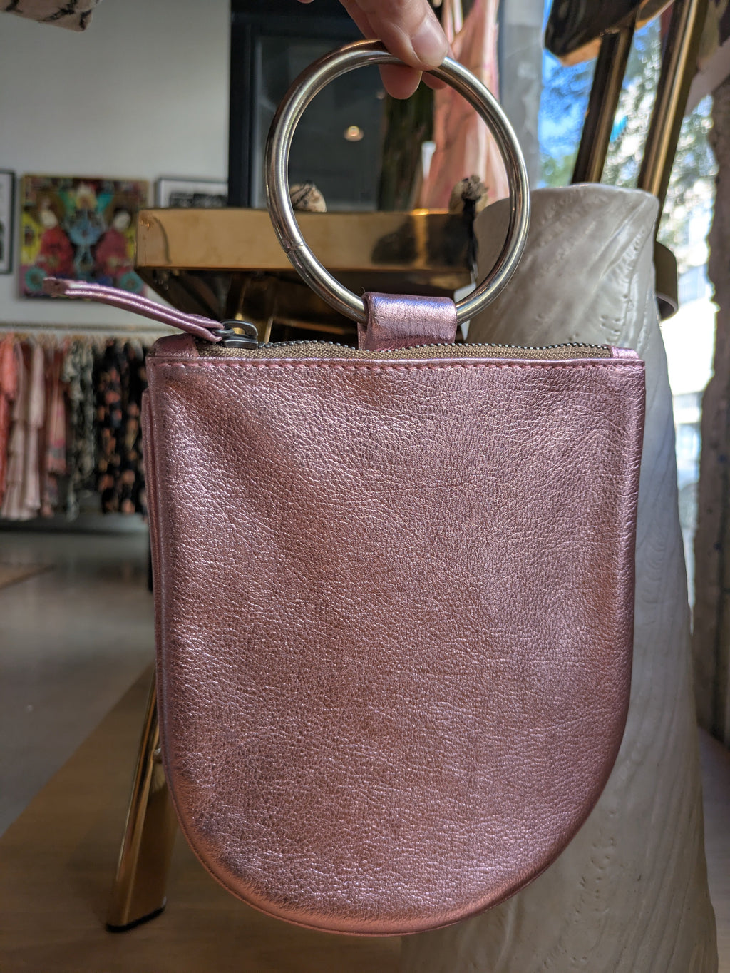 Kim White - Metallic Mini Ring Wristlet - Pinks