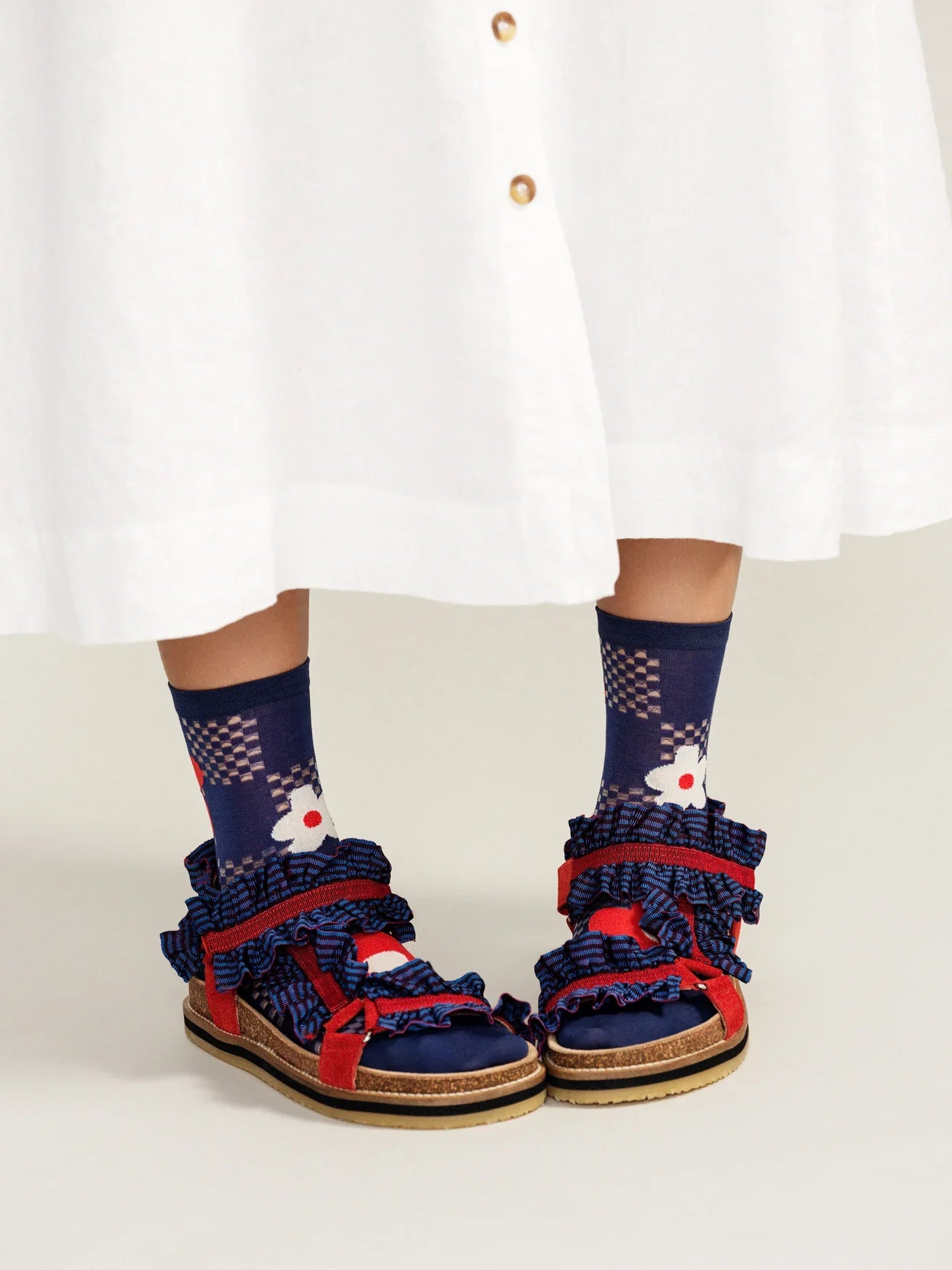 Jillian Flower Crew Socks