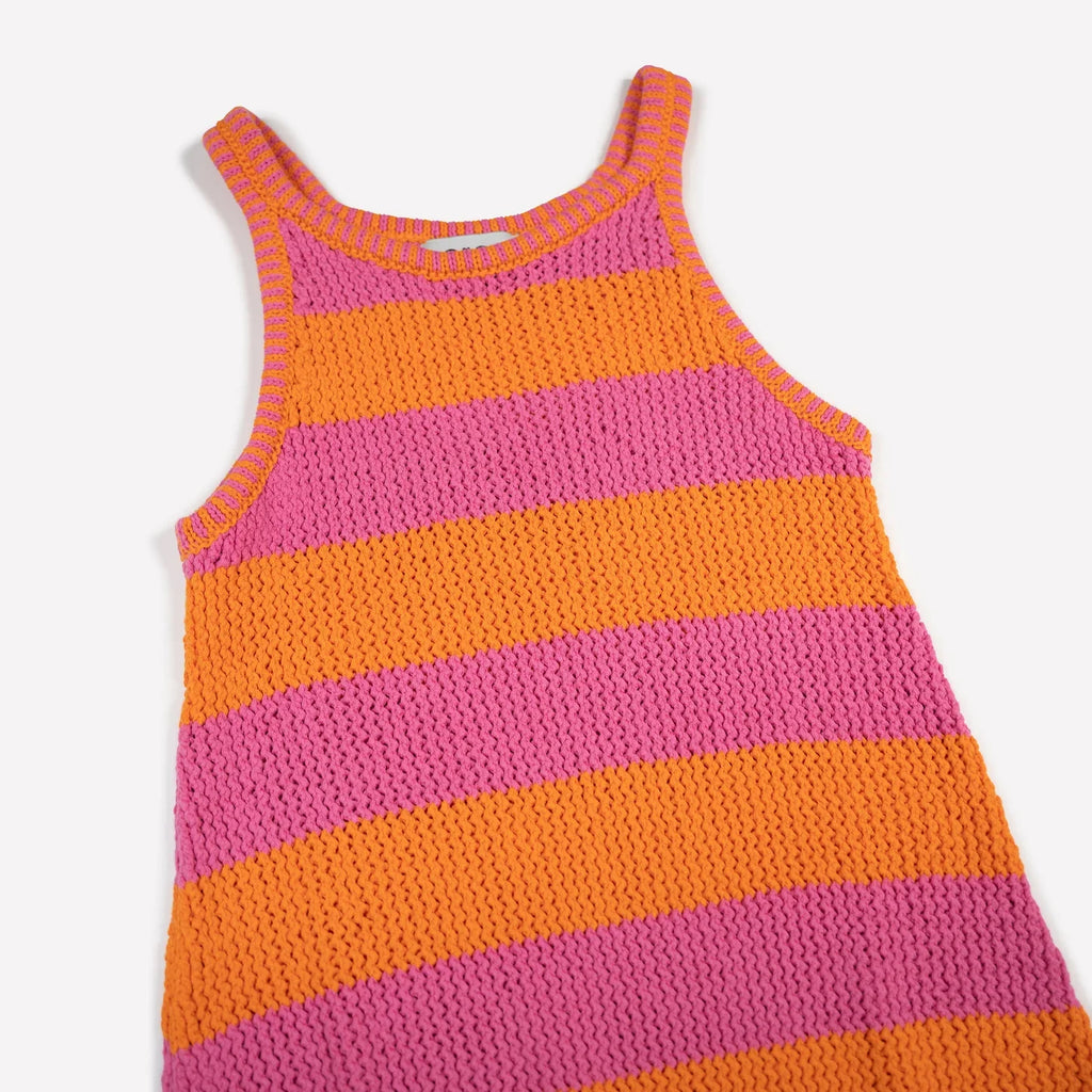 GiGi Knitwear - Mesh Tank Dress - Pink/Orange