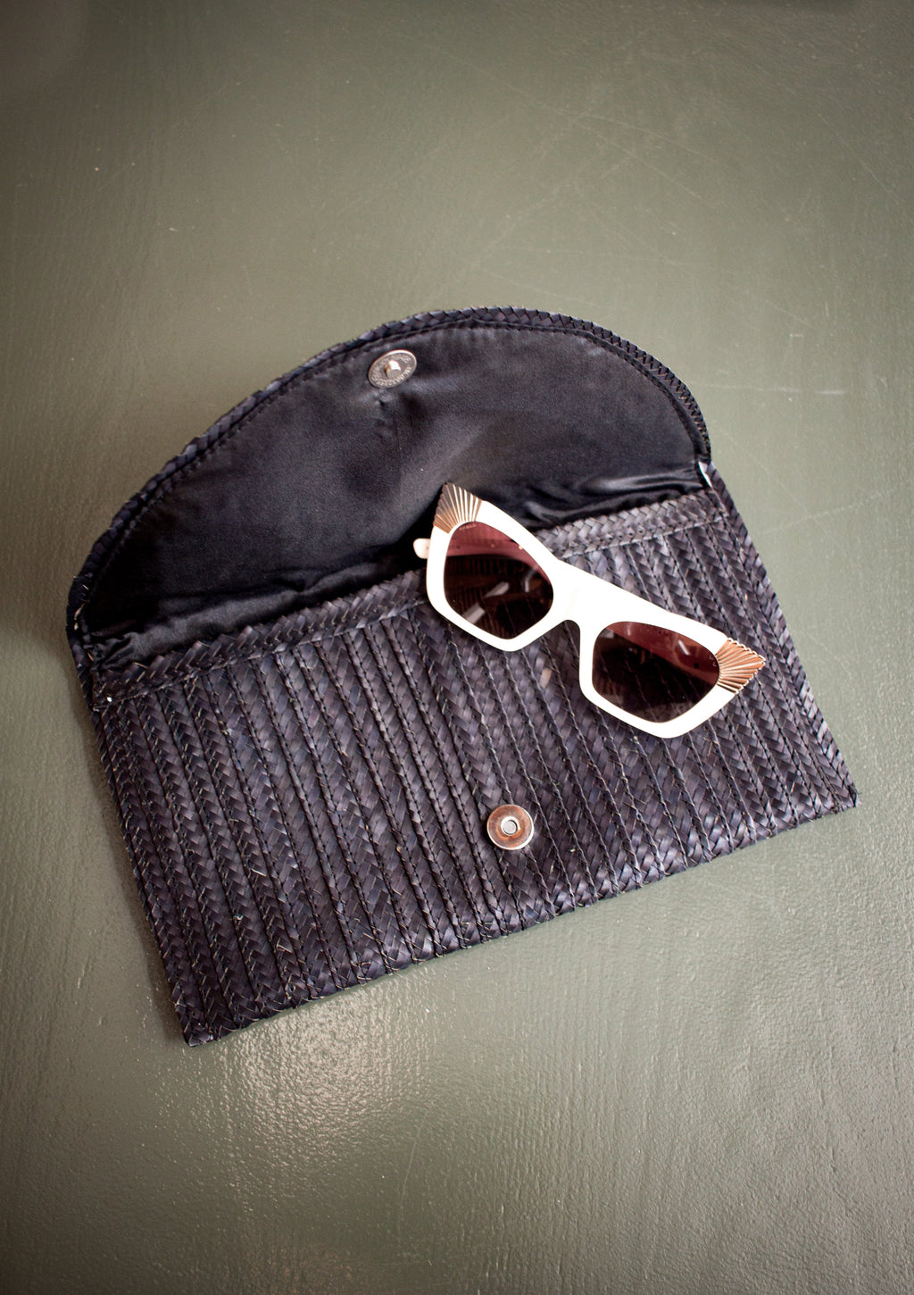 Black Straw Weaved Clutch