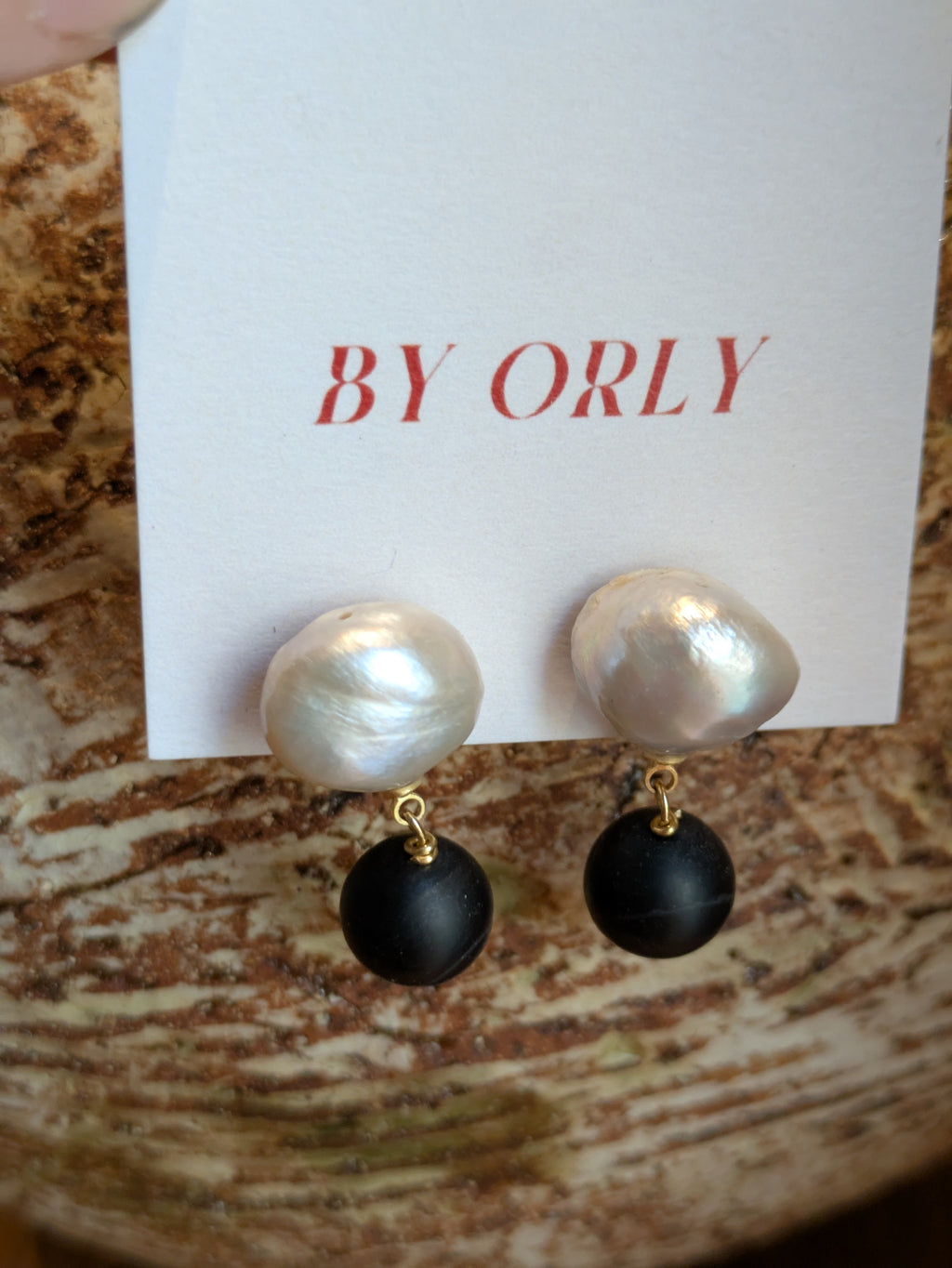 BY ORLY - PEARL ONYX STUDS