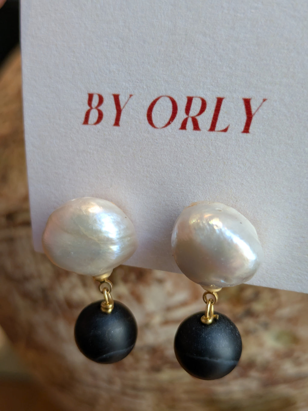 BY ORLY - PEARL ONYX STUDS