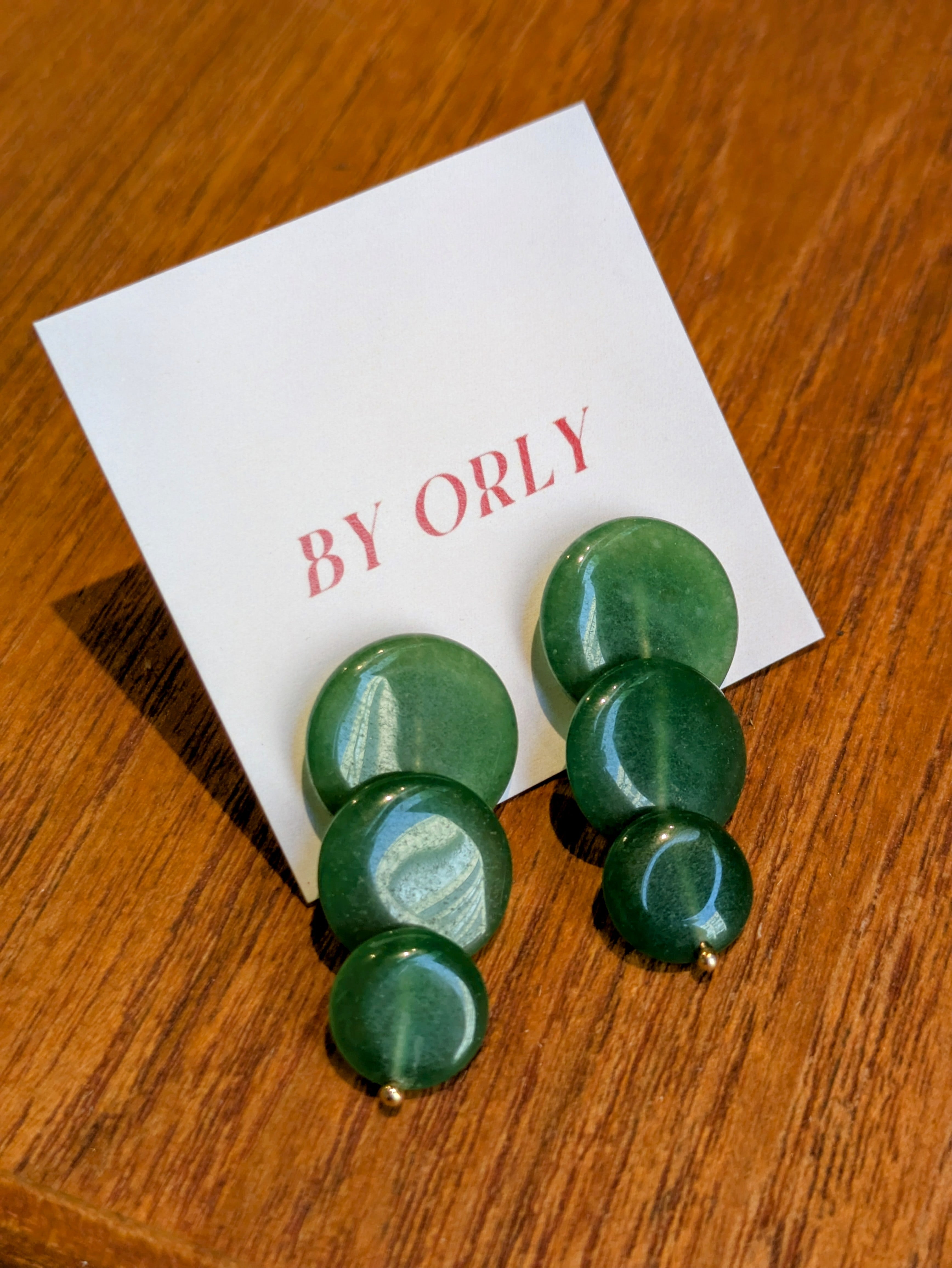 BY ORLY - Green Aventurine Disk Studs