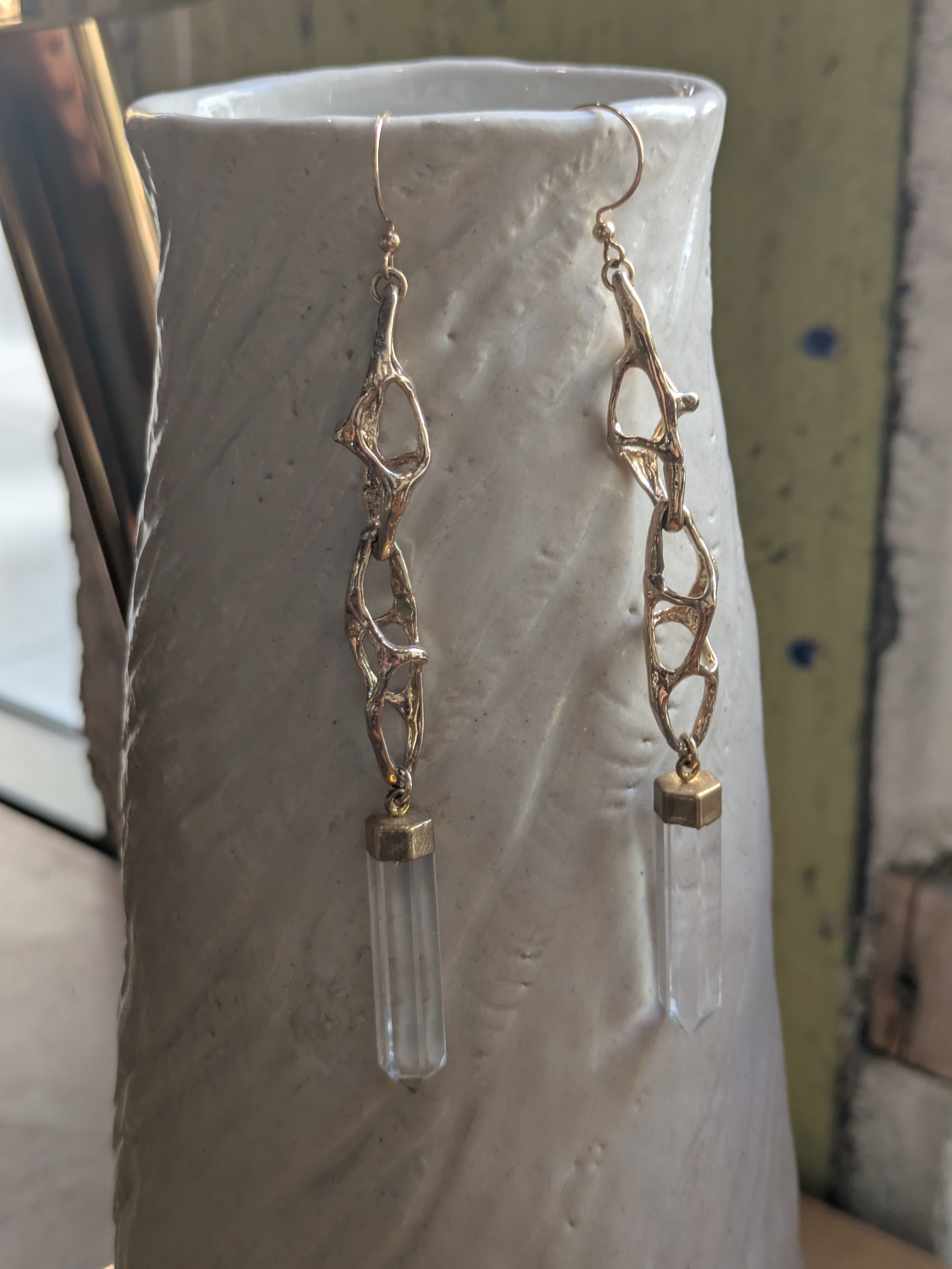 Sheila B. - Brutalist Chain Link Quartz Earrings