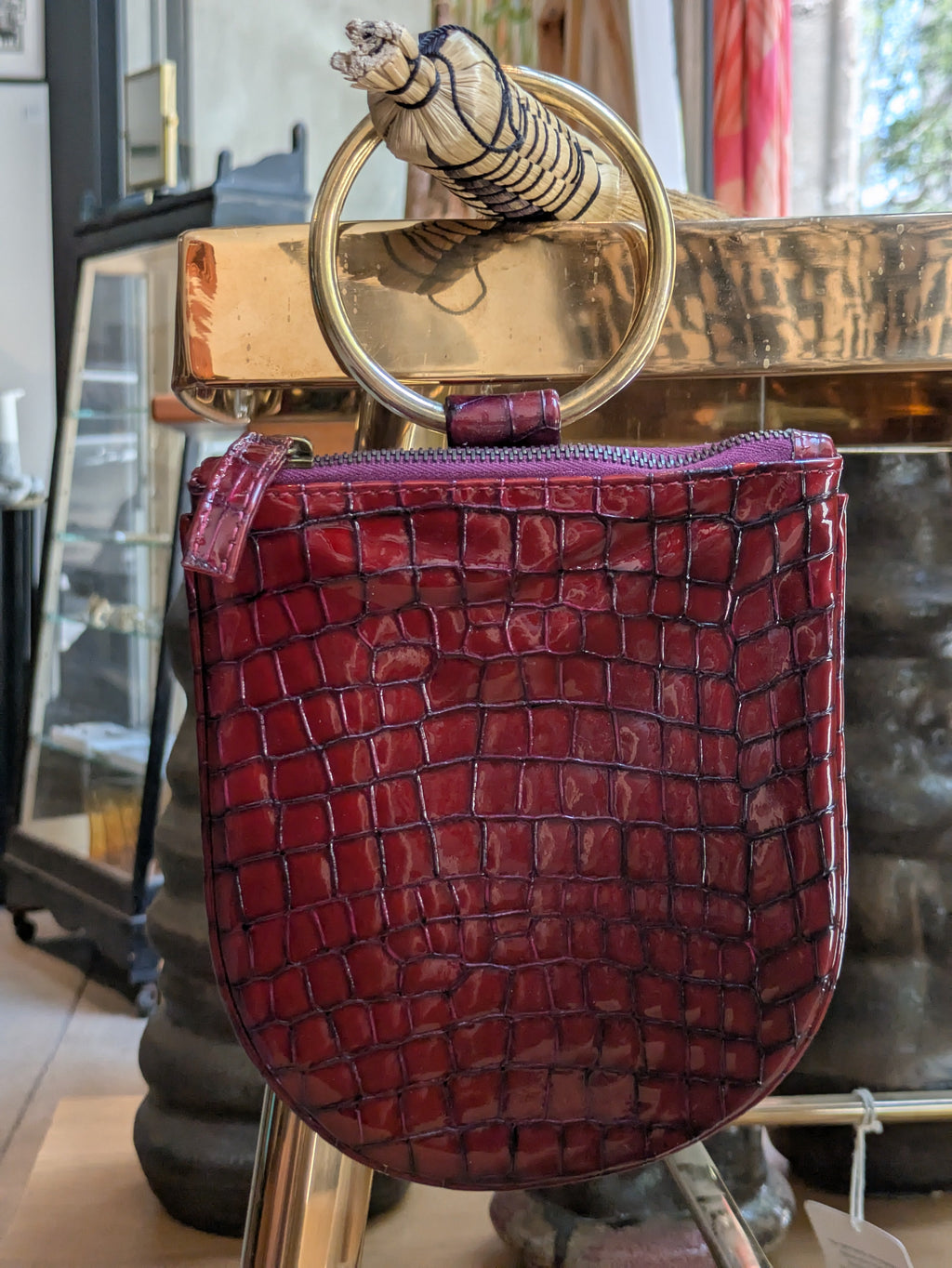 Kim White - Metallic Mini Ring Wristlet - Snake/Crocodile