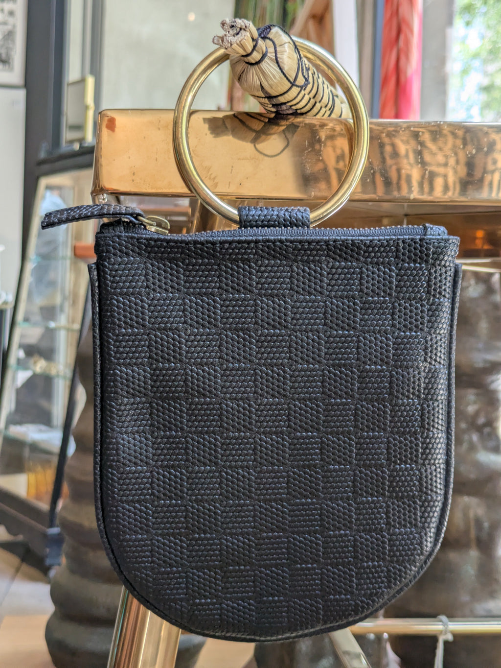 Kim White - Leather Mini Ring Wristlet - Neutrals