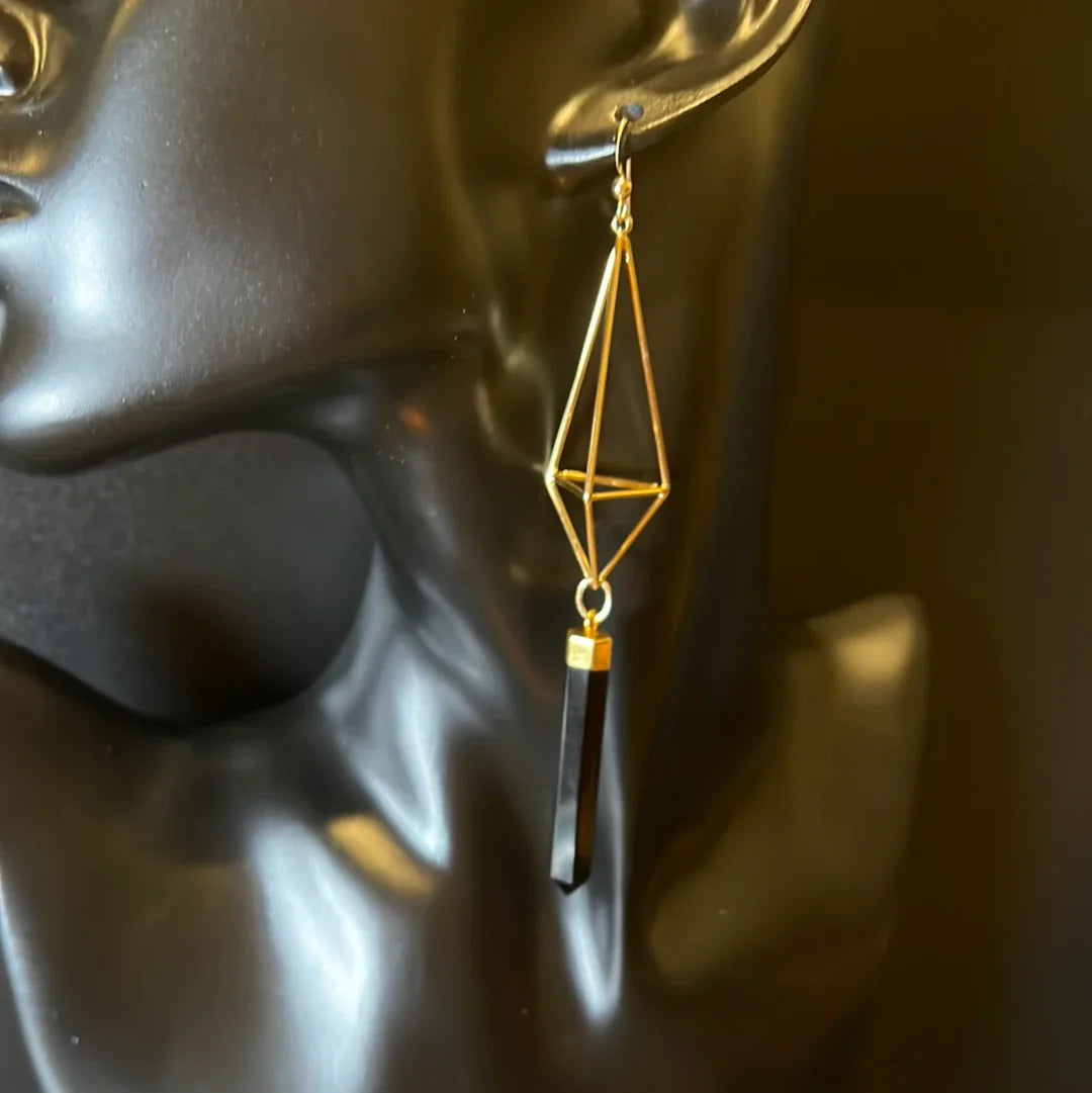 Sheila B. - Black Onyx Icosahedron Earrings